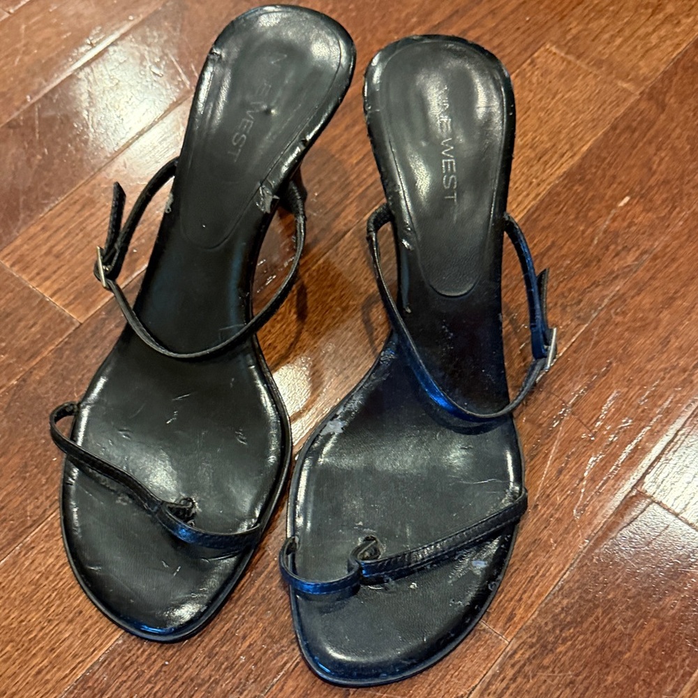 Nine West Sleek Black Heeled Sandals